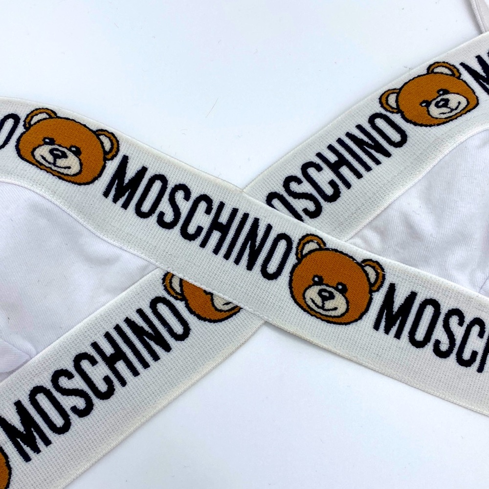MOSCHINO WHITE FASHION SPORTS BRA